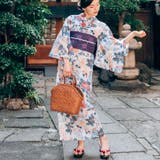 レディース 浴衣 単品 綿麻（15） ホワイト系 菊 牡丹 | 京のおしゃれ屋  | 詳細画像4 