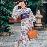 レディース 浴衣 単品 綿麻（15） ホワイト系 菊 牡丹 | 京のおしゃれ屋  | 詳細画像6 