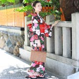 レディース 浴衣 単品 綿麻（20） ブラック系 梅 萩 | 京のおしゃれ屋  | 詳細画像2 