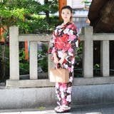 レディース 浴衣 単品 綿麻（20） ブラック系 梅 萩 | 京のおしゃれ屋  | 詳細画像4 