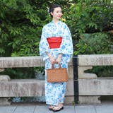 レディース 浴衣 単品 綿麻（23） ホワイト系 ブルー系 菊 | 京のおしゃれ屋  | 詳細画像2 