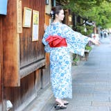 レディース 浴衣 単品 綿麻（23） ホワイト系 ブルー系 菊 | 京のおしゃれ屋  | 詳細画像4 