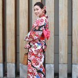 レディース 浴衣 単品 綿麻（26） ブラック系 桜 菊 | 京のおしゃれ屋  | 詳細画像5 