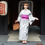 レディース 浴衣 単品 綿麻（31） ホワイト系 流水 万寿菊 | 京のおしゃれ屋  | 詳細画像2 