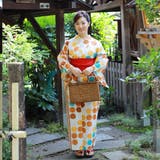 レディース 浴衣 単品 綿麻（34） ホワイト系 幾何学 水玉 | 京のおしゃれ屋  | 詳細画像2 