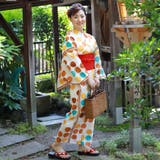 レディース 浴衣 単品 綿麻（34） ホワイト系 幾何学 水玉 | 京のおしゃれ屋  | 詳細画像3 