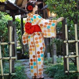 レディース 浴衣 単品 綿麻（34） ホワイト系 幾何学 水玉 | 京のおしゃれ屋  | 詳細画像4 