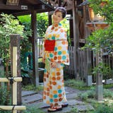 レディース 浴衣 単品 綿麻（34） ホワイト系 幾何学 水玉 | 京のおしゃれ屋  | 詳細画像5 