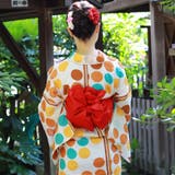 レディース 浴衣 単品 綿麻（34） ホワイト系 幾何学 水玉 | 京のおしゃれ屋  | 詳細画像6 