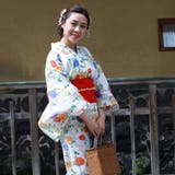 レディース 浴衣 単品 綿麻（35） ホワイト系 菊 万寿菊 | 京のおしゃれ屋  | 詳細画像1 