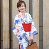 レディース 浴衣 単品 綿麻（36） ホワイト系 ブルー系 菊 | 京のおしゃれ屋  | 詳細画像1 