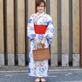 レディース 浴衣 単品 綿麻（36） ホワイト系 ブルー系 菊 | 京のおしゃれ屋  | 詳細画像2 