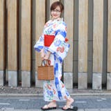 レディース 浴衣 単品 綿麻（36） ホワイト系 ブルー系 菊 | 京のおしゃれ屋  | 詳細画像3 