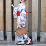 レディース 浴衣 単品 綿麻（36） ホワイト系 ブルー系 菊 | 京のおしゃれ屋  | 詳細画像5 