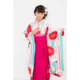 二尺袖着物 京都「花ひめ」 ２点セット 縞梅青 ジュニア 伊達衿付 | 京のおしゃれ屋  | 詳細画像2 