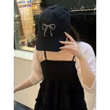 ブラック | ラインストーン リボン キャップ | SHOPLIST OUTLET