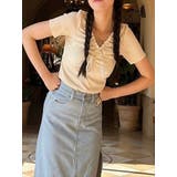 イエロー | リボン バレエコア Vネック Tシャツ | SHOPLIST OUTLET