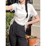 ホワイト | ウエストシャーリング リボン クロップド Tシャツ | SHOPLIST OUTLET