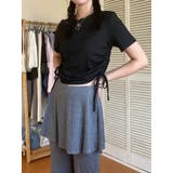 ブラック | ウエストシャーリング リボン クロップド Tシャツ | SHOPLIST OUTLET