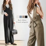 Vネックサロペット バックリボン ワイド | La-gemme | 詳細画像1