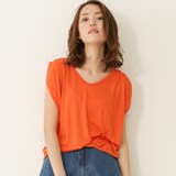 オレンジ | ドレープノースリーブTシャツ Vネック トップス | Social GIRL