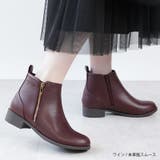 ワイン（本革風スムース） | ブーツ 3cmヒール ショートブーツ | La luna 