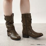 ブラウン(本革風スムース) | エンジニアブーツ レディース クロスベルト | La luna