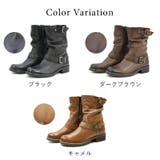 ミドル丈本革エンジニアブーツ 3 7cmヒール | La luna | 詳細画像2