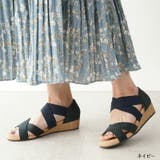 ネイビー | サンダル レディース ゴムストラップ | La luna