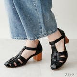 ブラック | サンダル ゴムストラップサンダル 5cmヒール | La luna 