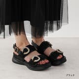 ブラック | サンダル レディース ビジュー | La luna