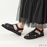 ブラック | 本革 サンダル 編みこみ | La luna