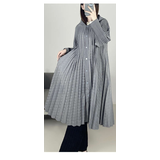 GRAY | アウター ジャケット プリーツ 膝下 長袖 無地 フリーサイズ コート | LATTE