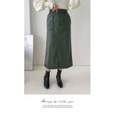 ロングスカート マキシ丈 ひざ下 前スリット裏起毛 ポケット PUスカート | LATTE | 詳細画像3