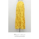 スカート ロング丈 可愛い 花柄 刺繍 カジュアル ウエストゴム ボリューム | LATTE | 詳細画像6 