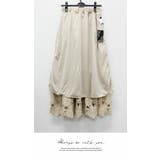 スカート ロング丈 可愛い 花柄 刺繍 カジュアル ウエストゴム ボリューム | LATTE | 詳細画像8 