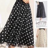 ロングスカート ひざ下 Aライン ドットカート ウエストゴム ボリューム | LATTE | 詳細画像1 