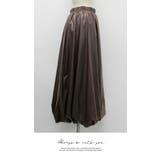 ロングスカート 膝下 Aライン ウエストゴム ボリューム ゆったり 薄PU | LATTE | 詳細画像6