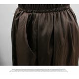 ロングスカート 膝下 Aライン ウエストゴム ボリューム ゆったり 薄PU | LATTE | 詳細画像10