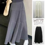 ロングスカートひざ下 Aライン しわ加工リラックス ウエストゴム ボリューム | LATTE | 詳細画像1 