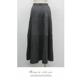 ロングスカートひざ下 Aライン しわ加工リラックス ウエストゴム ボリューム | LATTE | 詳細画像7 