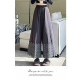 ボトムス ワイドパンツ ロング フリル ポケット リラックス ウエストゴム | LATTE | 詳細画像4 