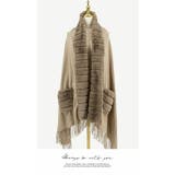 ポケット有り 暖かいファー付き マフラー 暖かい ストール 女性らしい | LATTE | 詳細画像2 