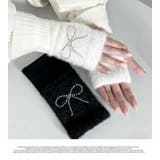 手袋 ショート ニット素材 もこもこ ファー付き アームウォーマ 暖かい | LATTE | 詳細画像2 