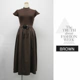 ワンピース 重ね着 ロング丈 膝下 高級 半袖  ベルト付き 配色 | LATTE | 詳細画像11 