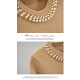 ワンピース 重ね着 ロング丈 膝下 長袖 ニット パール付き  暖かい | LATTE | 詳細画像5 