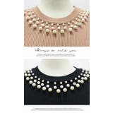 ワンピース 重ね着 ロング丈 膝下 長袖 ニット パール付き  暖かい | LATTE | 詳細画像7 