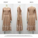 ワンピース 重ね着 ロング丈 膝下 長袖 ニット パール付き  暖かい | LATTE | 詳細画像10 