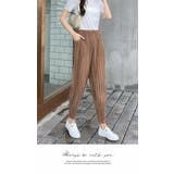 ワイドパンツ ロング 膝下 ひざ下 プリーツパンツ ゆったり ウエストゴム | LATTE | 詳細画像2 