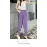 ワイドパンツ ロング 膝下 ひざ下 プリーツパンツ ゆったり ウエストゴム | LATTE | 詳細画像8 